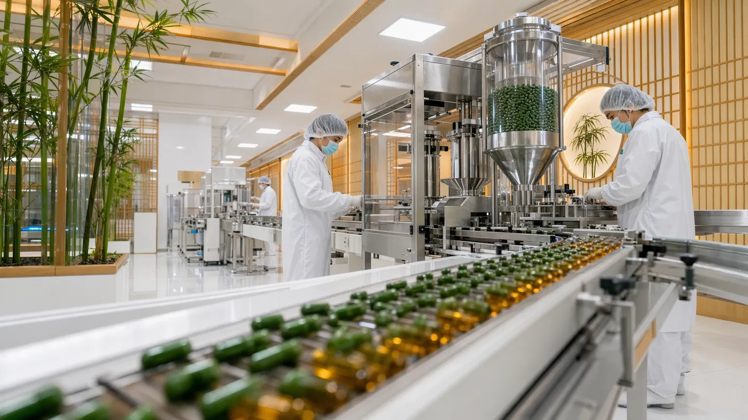 Illustrative manufacturing setting with cleanroom technicians